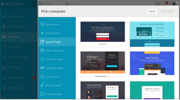 kartra landing page templates