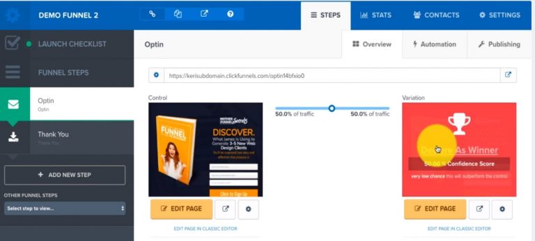 Clickfunnels split testing