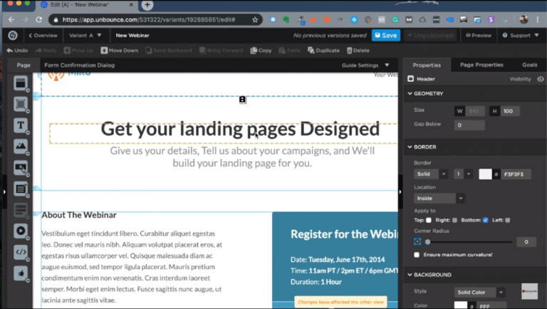 unbounce Ease of Use
