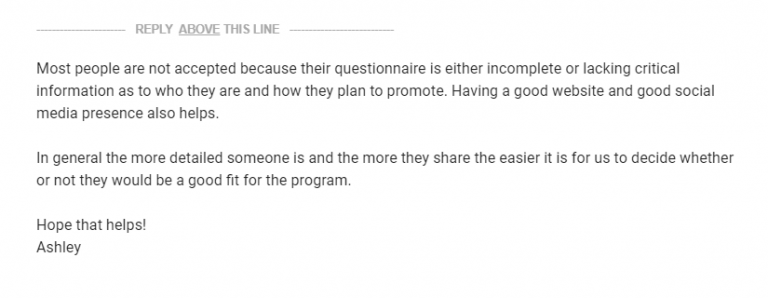Reasons for being rejected from Kartra Affiliate Program