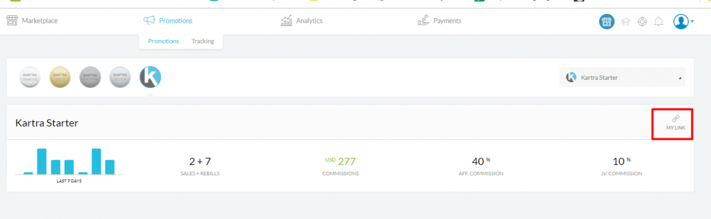 create affiliate link kartra