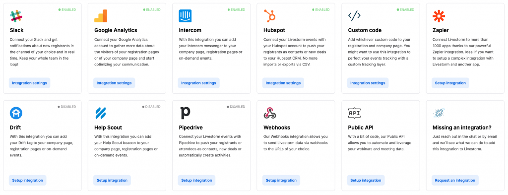 livestorm integrations