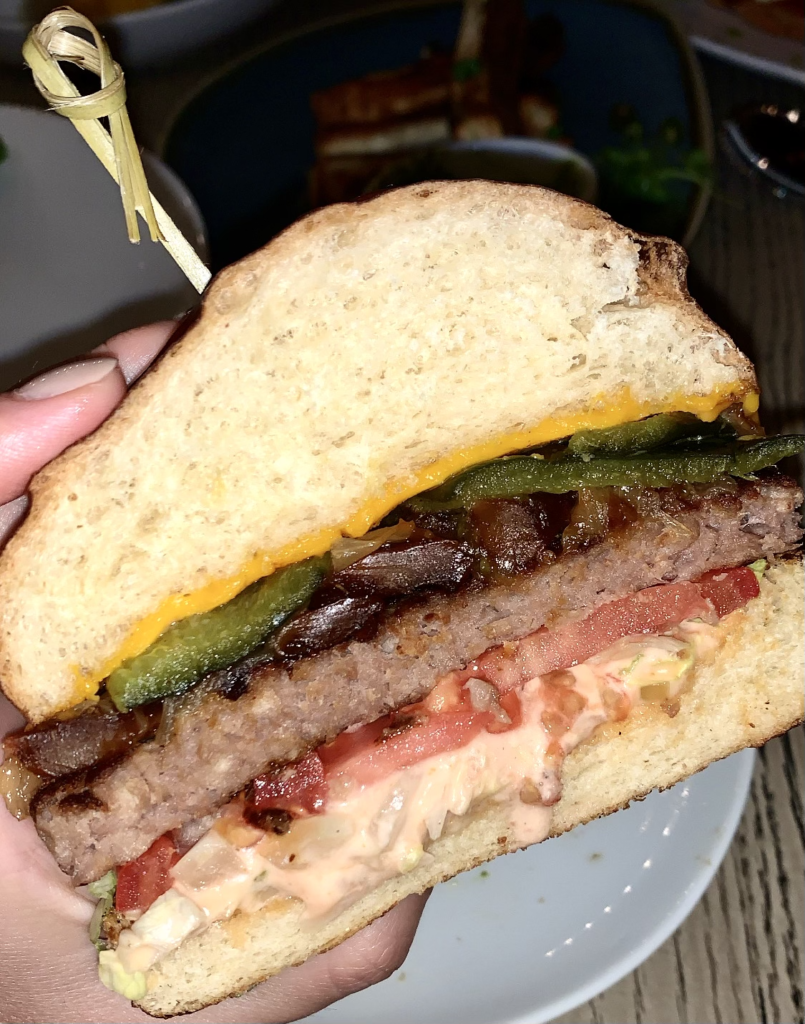 Vegan Impossible Burger at Oliver's in Santa Barbara.