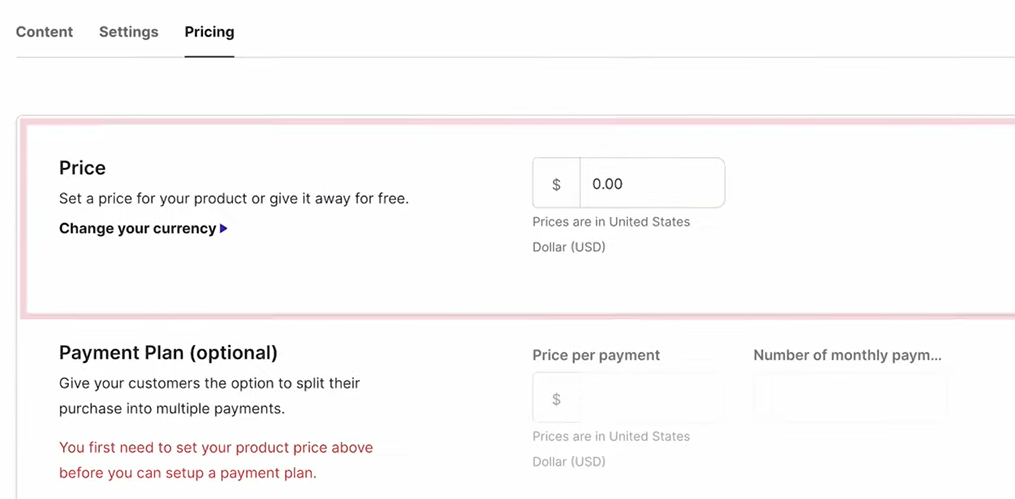 Podia_course pricing options