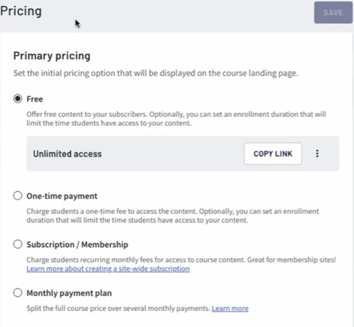 Thinkific course pricing options
