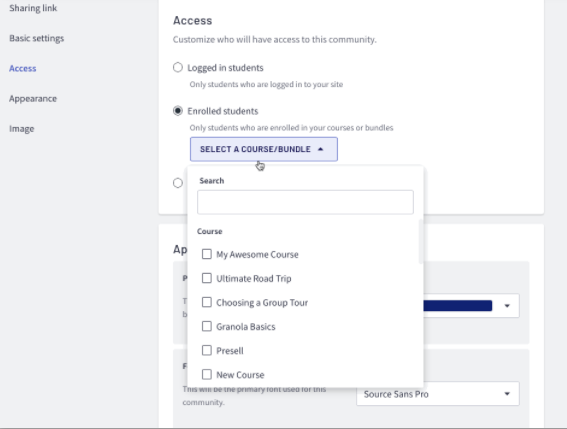 Thinkific_community access