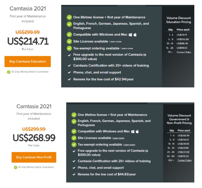 camtasia cost 2