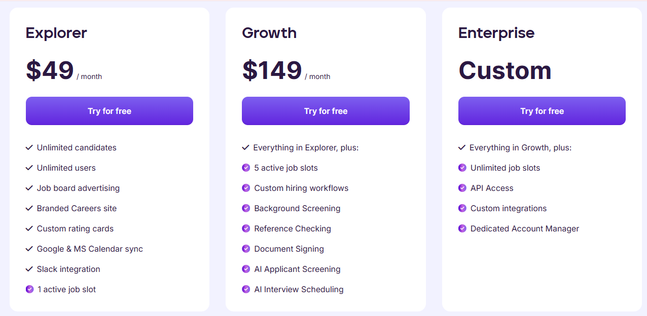 Mega HR Pricing Table