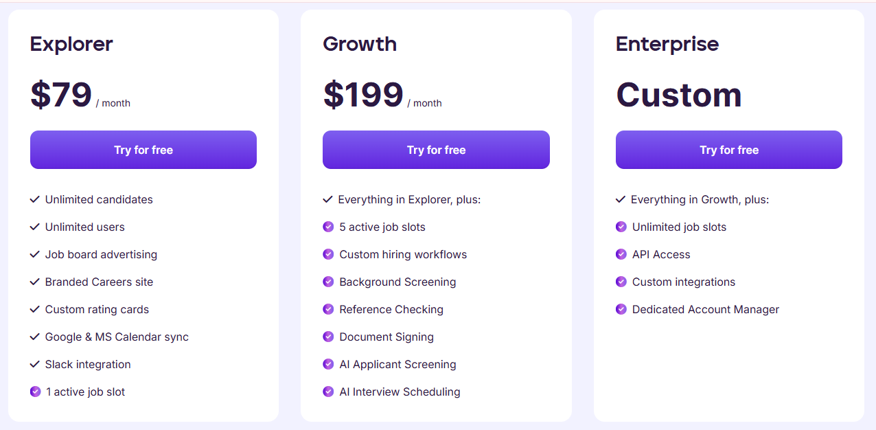 Mega HR Pricing Table